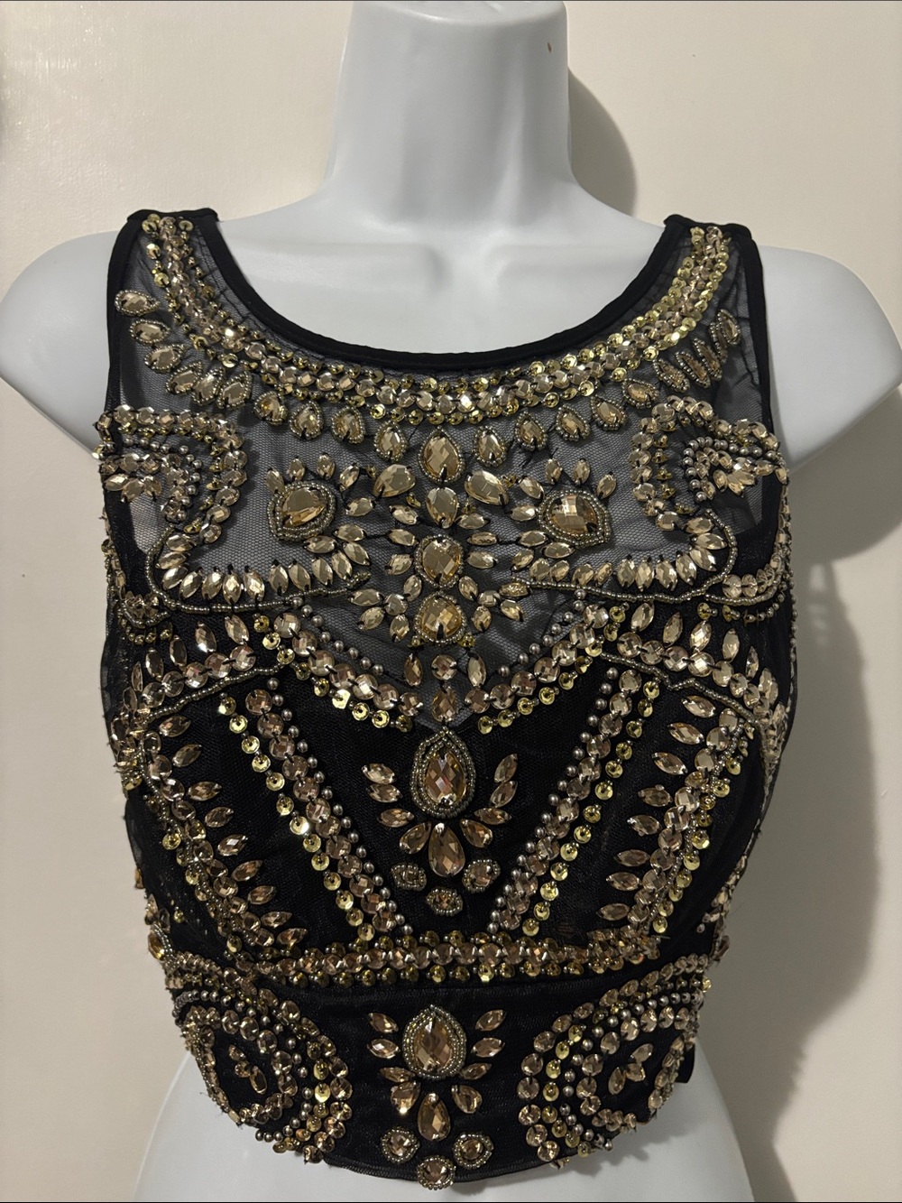 Windsor Black Beaded Embellished Crop Top